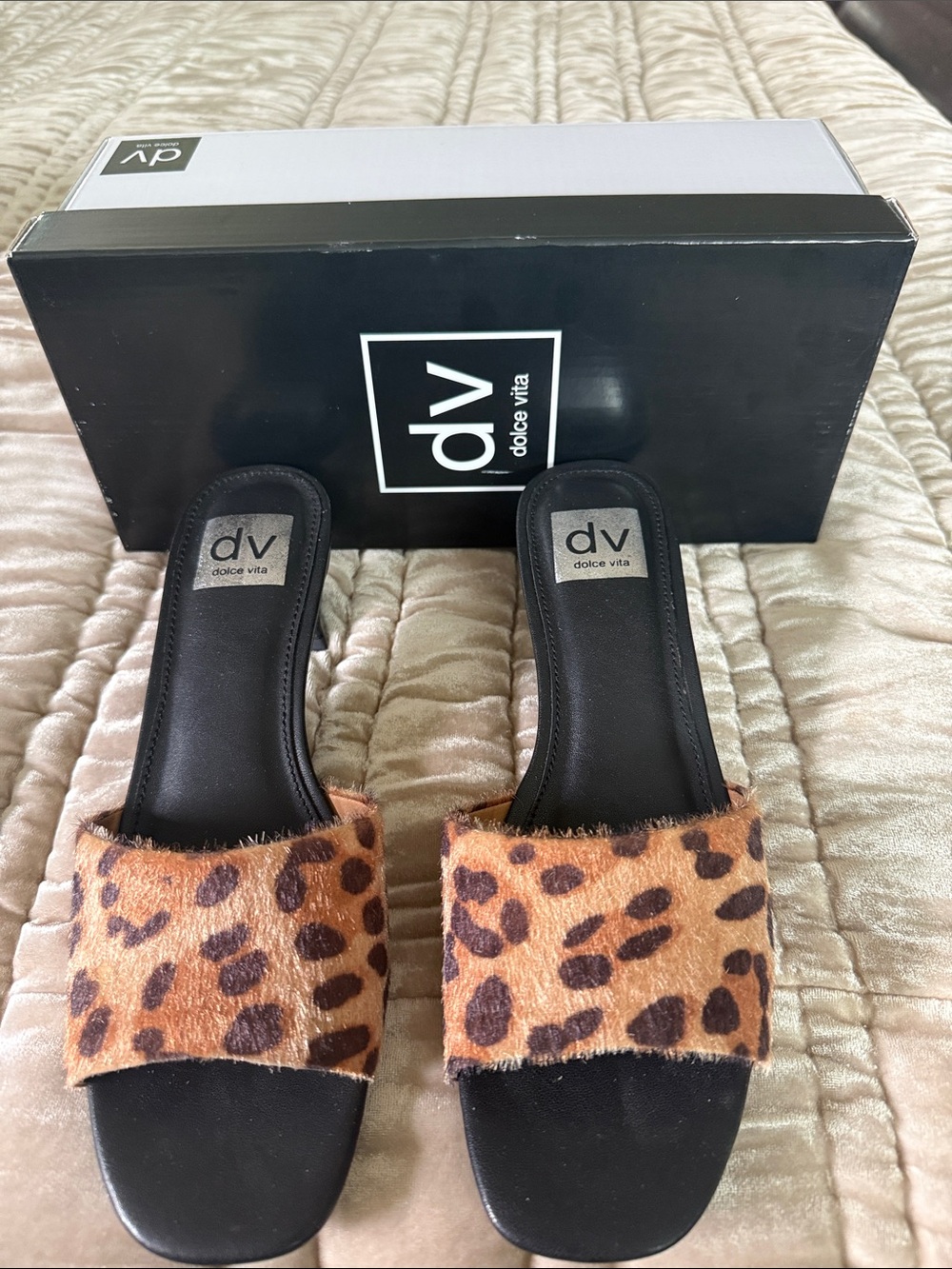 Dolce Vita Leopard-Print Slide Mules - Brown & Black